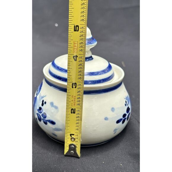 Gzhel COBALT Blue Porcelain Sugar Bowl or Honey Pot Hand Made In RUSSIA -4O - Picture 8 of 9